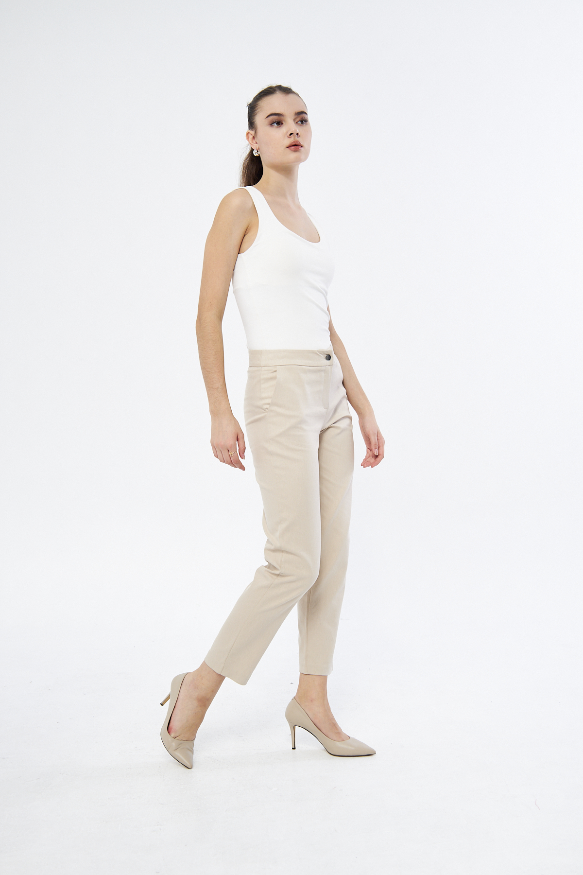 Varadero Boru Paça Bilek Boy Regular Fit Bej Renk Kadın Pantolon