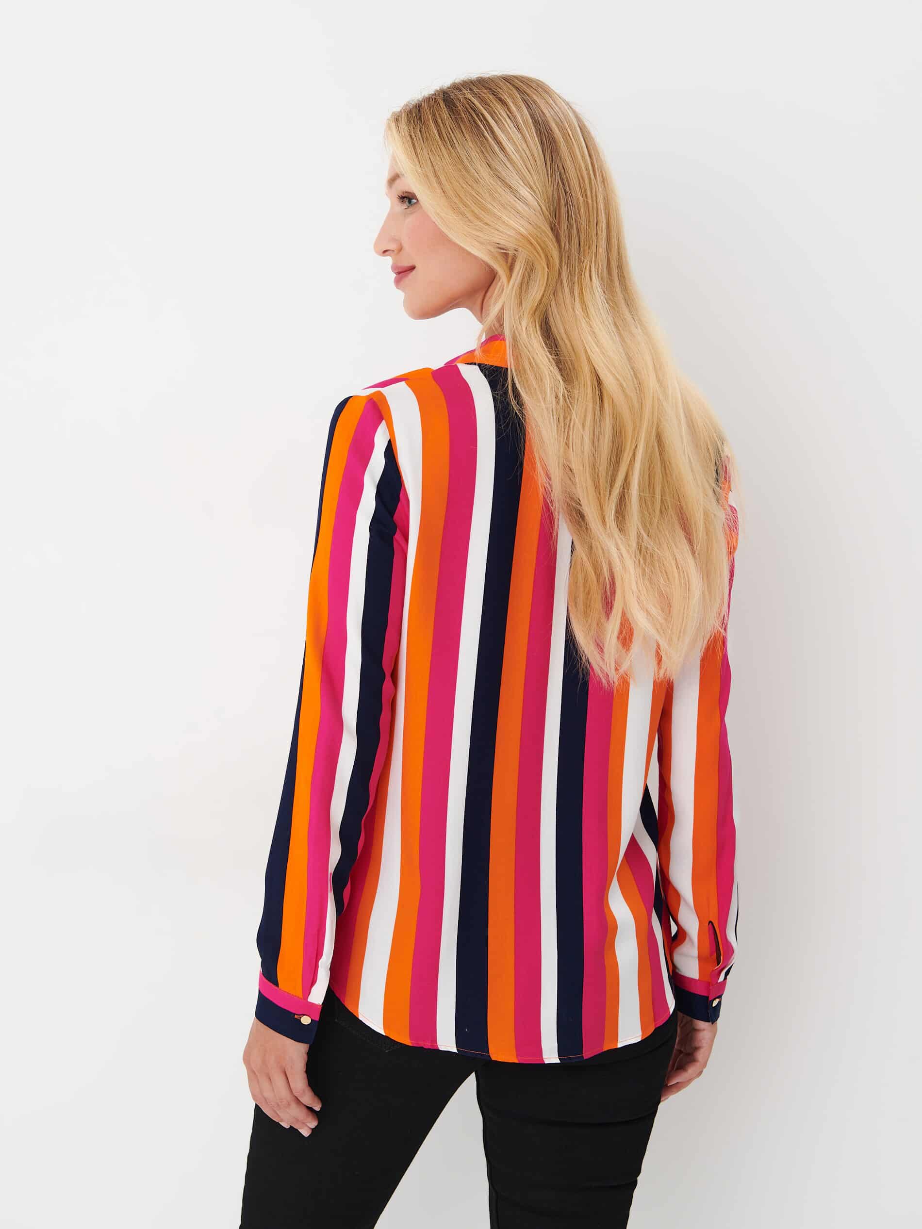 Ata Gömlek Yaka Çizgili Desenli Standart Boy Regular Fit Çok Renkli Kadın Gömlek